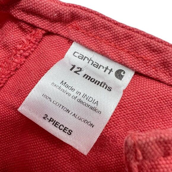 Carhartt Baby Overalls 12 Months Coral Pink 100% Cotton - Picture 3 of 7